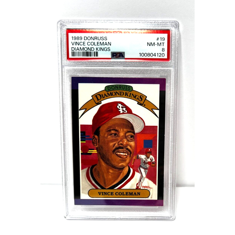 1989 Donruss Vince Coleman Diamond Kings #19 - Graded PSA 8